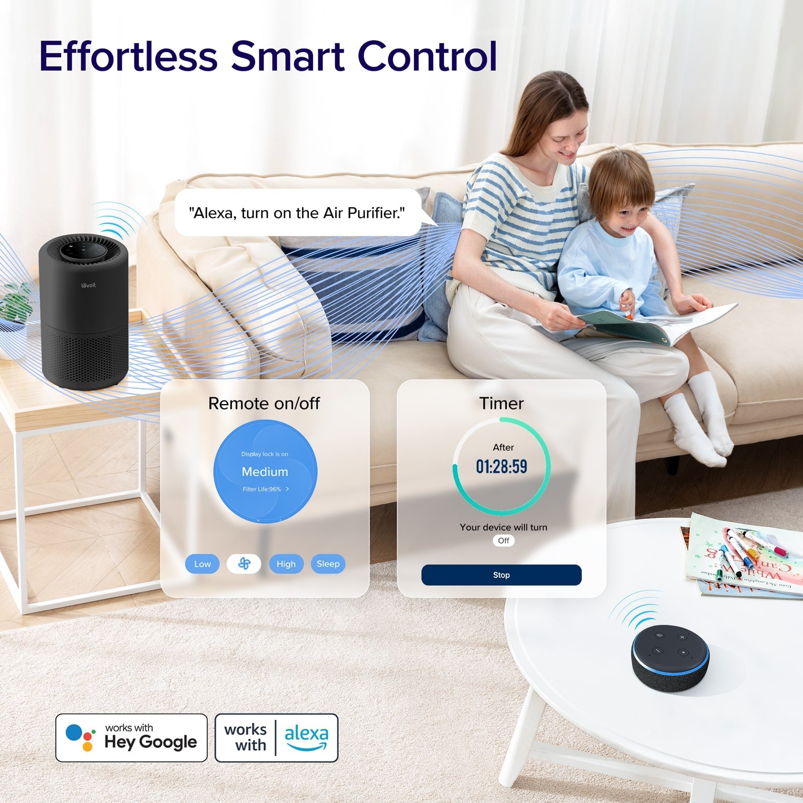 Levoit Core® 200S-P Black Smart Air Purifier - Image 7