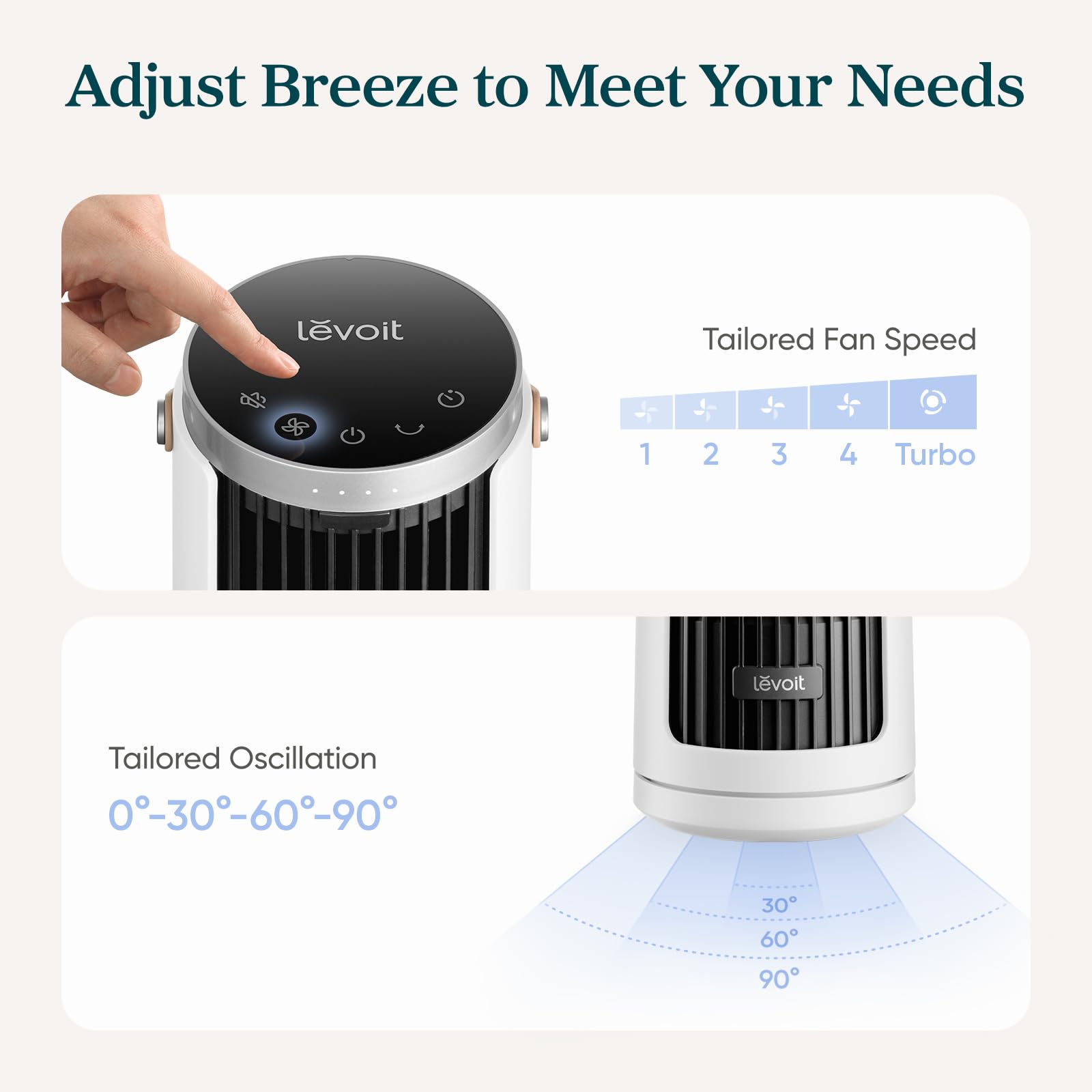 Levoit Windi Mini Portable Desk Tower Fan - Image 7